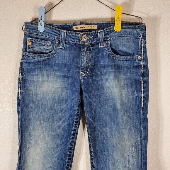 Big Star Womens Casey Low Rise Capri Jeans Size 30 Blue Denim Distressed Design - Picture 10 of 10